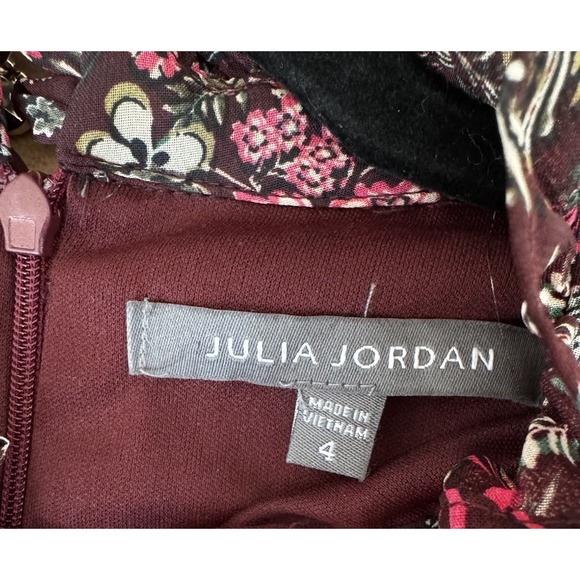 Julia Jordan Dark Floral Dress 4 Flutter Sleeve A-Line Romantic Cottagecore Midi - Picture 7 of 16